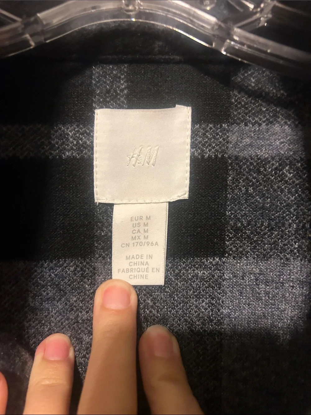 H&M Black and Gray Plaid Shirt Jacket. Medium